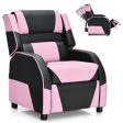 Kids Youth PU Leather Gaming Sofa Recliner with Headrest and Footrest-Pink Online Sale