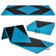 4-Panel PU Leather Folding Exercise Gym Mat with Hook and Loop Fasteners-Black & Turquoise For Cheap