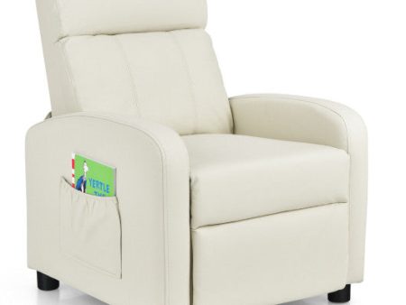 Ergonomic PU Leather Kids Recliner Lounge Sofa for 3-12 Age Group-White Online now