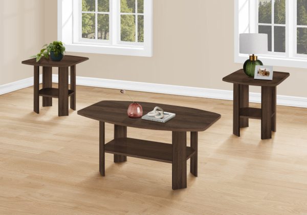 Set of Three 36  Espresso Coffee Table With Three Shelves Online