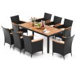 9 Pieces Outdoor Dining Set with Acacia Wood Tabletop Online Hot Sale