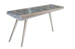 56  Silver Aluminum Three Leg Console Table Online Sale