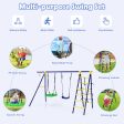 5-In-1 Outdoor Kids Swing Set with A-Shaped Metal Frame and Ground Stake For Cheap