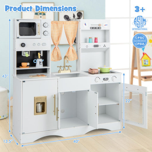 Kids Kitchen Playset with Microwave and Coffee Maker for Ages 3+-White For Cheap