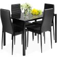 5 Pieces Metal Frame and Glass Tabletop Dining Set Fashion