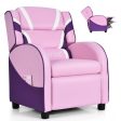 Kids Leather Recliner Chair with Side Pockets-Pink Fashion