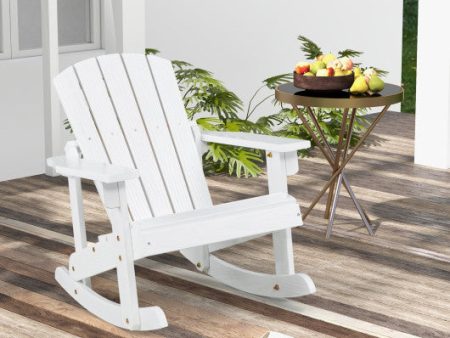 Outdoor Wooden Kid Adirondack Rocking Chair with Slatted Seat-White For Sale