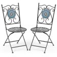 Set of 2 Mosaic Chairs for Patio Metal Folding Chairs-Multicolor on Sale