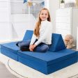 4-Piece Convertible Kids Couch Set with 2 Folding Mats-Blue Discount