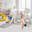 6 in 1 Toddler Slide and Swing Set with Ball Games-White Fashion