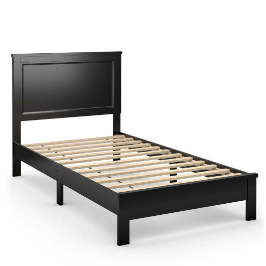 Twin Size Platform Bed Frame with Rubber Wood Leg-Black Sale