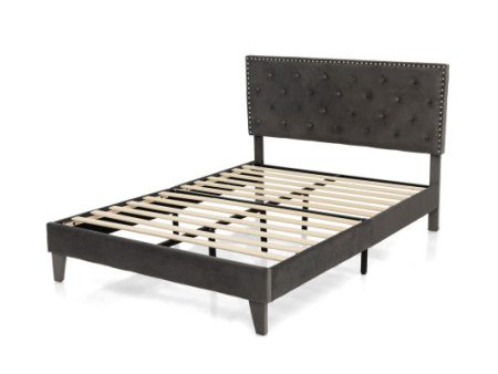 Full Queen Size Upholstered Platform Bed with Tufted Headboard-Full Size Fashion