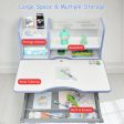 Kids Multifunctional Writing Desk with Tilt Desktop and Book Shelf-Blue Online Sale