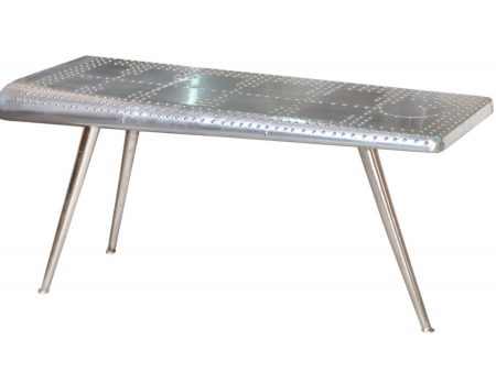 56  Silver Aluminum Three Leg Console Table Online Sale