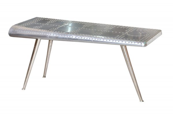 56  Silver Aluminum Three Leg Console Table Online Sale