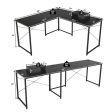 95 Inch 2-Person L-Shaped Long Reversible Computer Desk with Monitor Stand-Black For Cheap