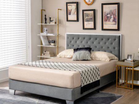 Full Queen Size Upholstered Bed Frame with Velvet Headboard-Full Size Fashion