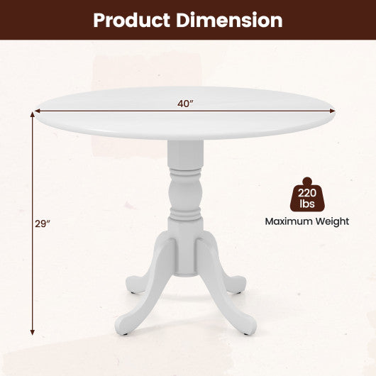 Wooden Dining Table with Round Tabletop and Curved Trestle Legs-White Fashion