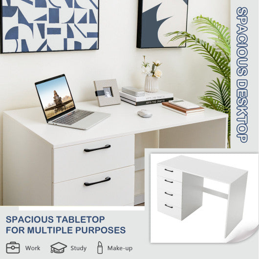 43.5 Inch Computer Desk with 4 Large Drawers-White on Sale