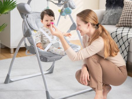 Electric Foldable Baby Rocking Chair with Adjustable Backrest-Gray For Cheap