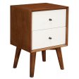 Brown and White Century Modern Wood 2 Drawer Nightstand Online now