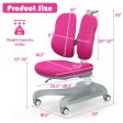 Adjustable Height Student Chair with Sit-Brake Casters and Lumbar Support for Home and School-Pink Online now