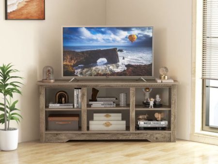 58 Inch TV Stand with 6 Open Storage Shelves for TVs up to 65 Inches-Gray Online