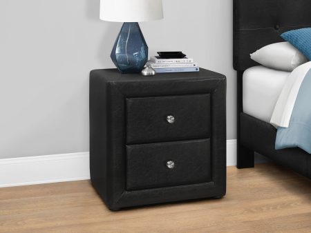 21  Black Faux Leather Two Drawer Nightstand Online now