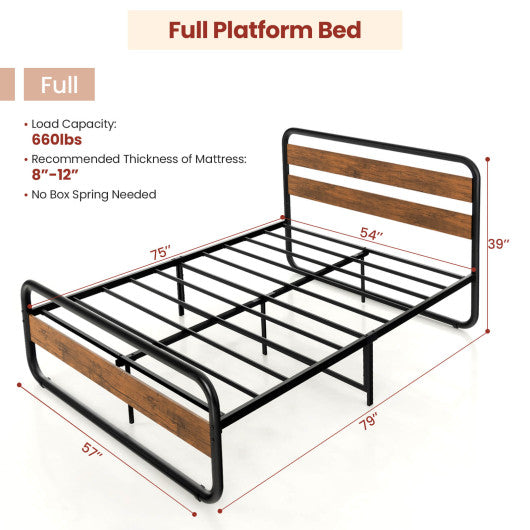 Arc Platform Bed with Headboard and Footboard-Full Size Online Hot Sale