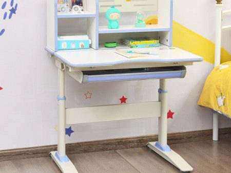 Kids Multifunctional Writing Desk with Tilt Desktop and Book Shelf-Blue Online Sale