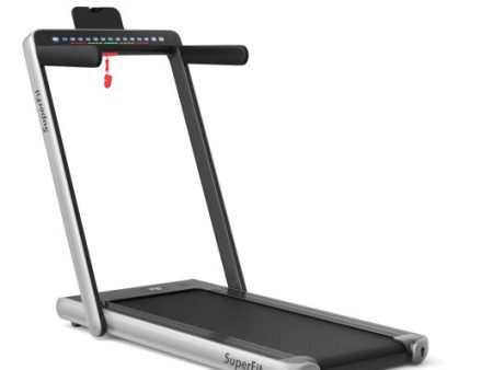 2-in-1 Electric Motorized Health and Fitness Folding Treadmill with Dual Display-Silver Online Hot Sale