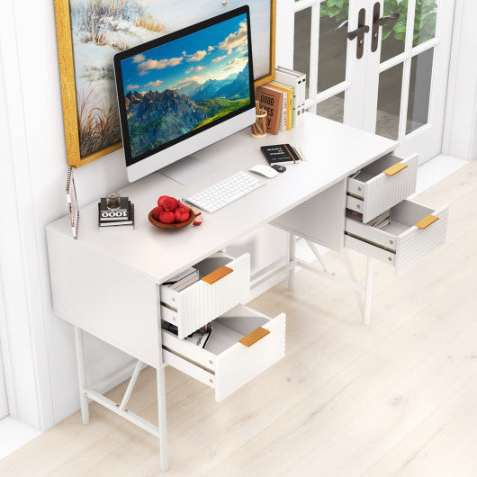 48 Inch Home Office Computer Desk with 4 Drawers-White For Discount