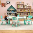 Kids Table and Chairs Set for 4 with Graffiti Desktop-Green Online