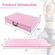 4-Panel PU Leather Folding Exercise Mat with Carrying Handles-Pink For Sale