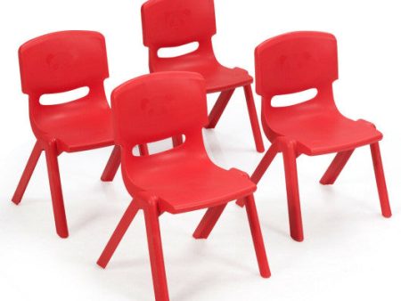 4-pack Kids Plastic Stackable Classroom Chairs-Red For Cheap