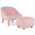 Soft Velvet Upholstered Kids Sofa Chair with Ottoman-Pink Discount