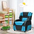 Kids Youth PU Leather Gaming Sofa Recliner with Headrest and Footrest-Blue For Discount