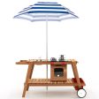 Wooden Play Cart with Sun Proof Umbrella for Toddlers Over 3 Years Old-Blue Discount