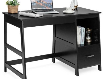 47.5 Inch Modern Home Computer Desk with 2 Storage Drawers-Black Discount