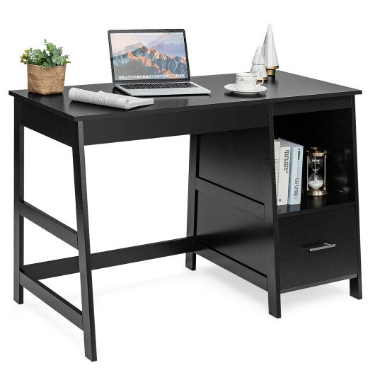 47.5 Inch Modern Home Computer Desk with 2 Storage Drawers-Black Discount