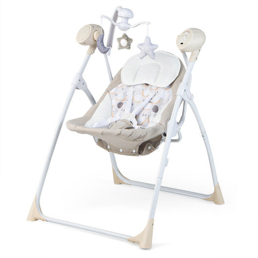 Electric Foldable Baby Rocking Chair with Adjustable Backrest-Beige Supply