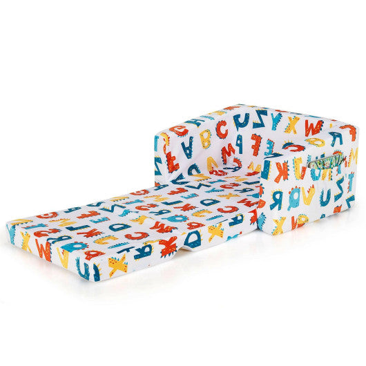 2-in-1 Convertible Kids Sofa with Velvet Fabric-Multicolor Online Sale