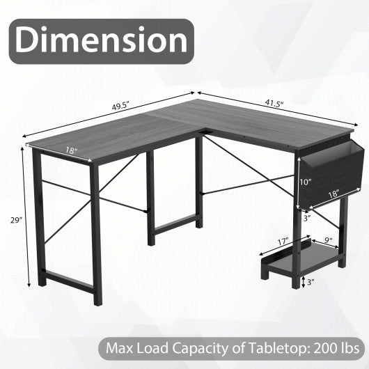 Modern Reversible Computer Desk with Storage Pocket and CPU Stand for Working Writing Gaming-Dark Gray Supply