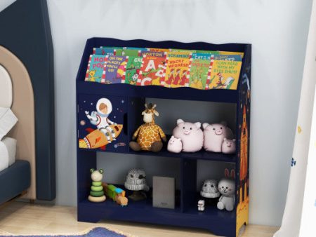 Kids Toy Storage Organizer with Book Shelf and Storage Cabinet-Navy Hot on Sale