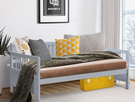 Twin Size Wooden Slats Daybed Bed with Rails-Gray Hot on Sale