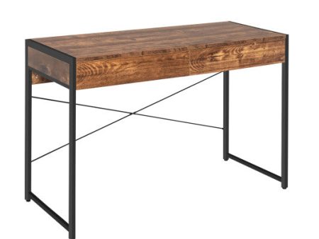 2-Drawer Home Office Desk with Steel Frame-Rustic Brown Online Sale