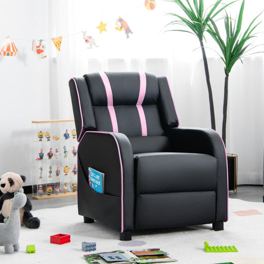 Kids Recliner Chair with Side Pockets and Footrest-Pink Supply