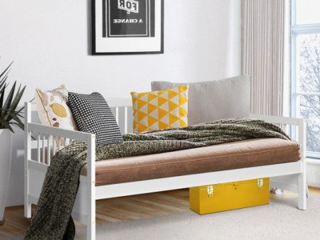 Twin Size Wooden Slats Daybed Bed with Rails-White Online