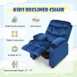 Kids PU Leather Velvet Fabric Kids Recliner Chair with Cup Holders-Light Blue Hot on Sale