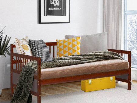 Twin Size Wooden Slats Daybed Bed with Rails-Cherry Hot on Sale